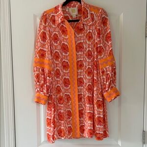 Emily McCarty Bright Orange Floral Mini Dress M
